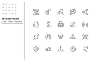 set of business people thin line icons vector