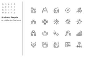 set of business people thin line icons vector