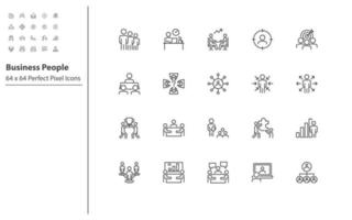 set of business people thin line icons vector