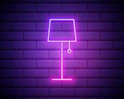 Floor lamp neon icon. Simple thin line, outline vector of household icons for ui and ux, website or mobile application isolated on brick wall