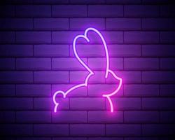 Easter bunny pink colour glowing neon ui ux icon. Glowing sign logo vector isolated on brick wall