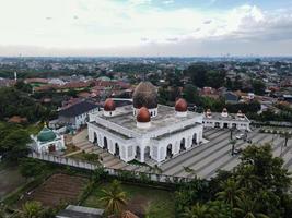 Depok, Indonesia 2021- Nurul Mustofa Center Mosque panorama, view of largest mosque in Depok photo