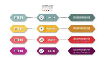 4 step process work flow infographic template. vector