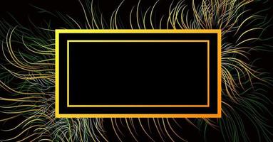 Vector background abstract image in trendy black color with multi-colored luminous elements and incredible gradients of wavy lines and a box for your inscription