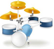 vector image of the drum set, made in cartoon style in soft colors