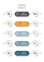 Plantilla de infografía de flujo de trabajo de proceso de 5 pasos. vector