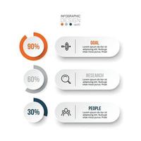 Business concept infographic template with percentage option. vector