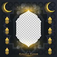 Fondo de ramadan kareem para la plantilla de diseño de publicaciones de redes sociales. luna creciente y elemento de linterna. fondos islámicos para carteles, pancartas, tarjetas de felicitación y plantilla de publicación en redes sociales. vector