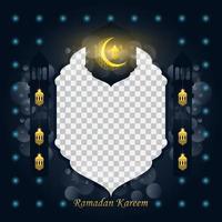 Ramadan kareem background for social media post design template. crescent moon and lantern element. Islamic backgrounds for posters, banners, greeting cards and social media post template. vector