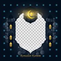 Fondo de ramadan kareem para la plantilla de diseño de publicaciones de redes sociales. luna creciente y elemento de linterna. fondos islámicos para carteles, pancartas, tarjetas de felicitación y plantilla de publicación en redes sociales. vector