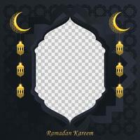 Fondo de ramadan kareem para la plantilla de diseño de publicaciones de redes sociales. luna creciente y elemento de linterna. fondos islámicos para carteles, pancartas, tarjetas de felicitación y plantilla de publicación en redes sociales. vector