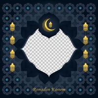 Fondo de ramadan kareem para la plantilla de diseño de publicaciones de redes sociales. luna creciente y elemento de linterna. fondos islámicos para carteles, pancartas, tarjetas de felicitación y plantilla de publicación en redes sociales. vector