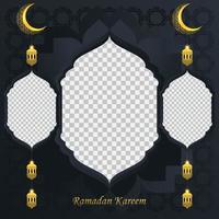 Fondo de ramadan kareem para la plantilla de diseño de publicaciones de redes sociales. luna creciente y elemento de linterna. fondos islámicos para carteles, pancartas, tarjetas de felicitación y plantilla de publicación en redes sociales. vector