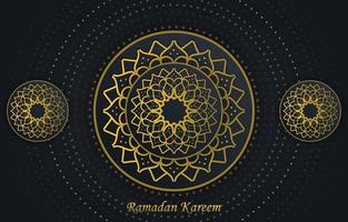 tarjeta de felicitación de Ramadán Kareem. plantilla de publicación de redes sociales con linterna árabe y luna. vector