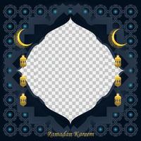 Ramadan kareem background for social media post design template. crescent moon and lantern element. Islamic backgrounds for posters, banners, greeting cards and social media post template. vector