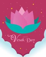 Happy Vesak Day With Lotus And Cloud Vector