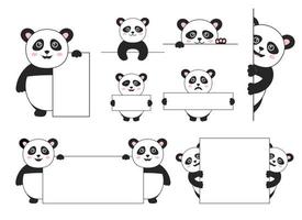 Ilustración de diseño de vector de oso panda aislado sobre fondo blanco