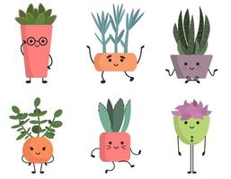 Set of cute succulents. vector