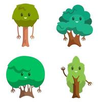 Set of different anthropomorphic trees. vector