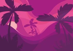 Banner template with palm trees at sunset. vector