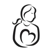 A mother holding her heart. Vector illustration