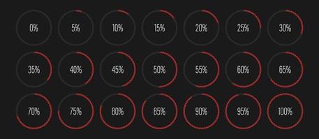 Set of circle percentage diagrams vector