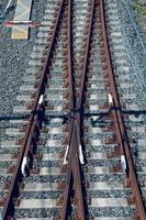 Train railroad tracks in the station photo