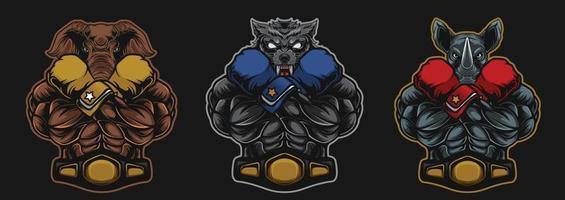 boxer mean strong animals vector