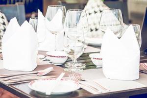 Table dining set in the hotel restaurant photo