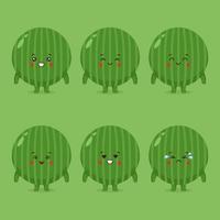 Cute Watermelon with Various Expressions vector