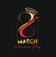 8 march, Happy Women's Day Golden Typography Text. Vector Illustration