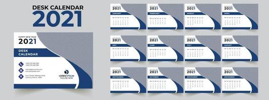 Desk Calendar 2021 Template Set of 12 Months vector