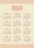 2022 calendar design template vector