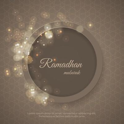 Ramadan Greeting card with circle frame and spreading light