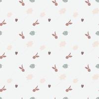 Seamless pattern with rabbit, bunny, leaf and flower. vector