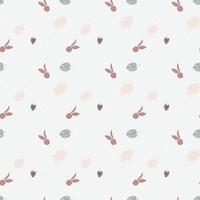 Seamless pattern with rabbit, bunny, leaf and flower. vector