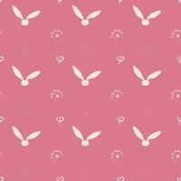 Seamless pattern with rabbit, bunny, leaf and flower. vector
