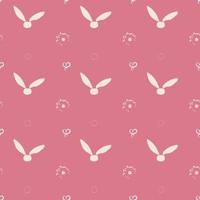 Seamless pattern with rabbit, bunny, leaf and flower. vector