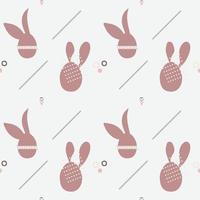 Seamless pattern with pink bunny and floral shapes on a white background. vector