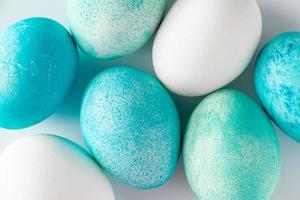 Dyed Easter eggs background photo