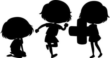 Set of kids silhouette cartoon character vector