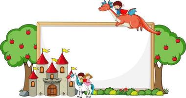 Empty banner with fairy tale cartoon character and elements isolated vector