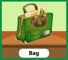 Educational English word card of school bag vector