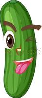 Cucumber cartoon character with facial expression vector