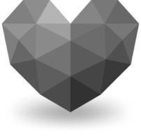 Grey geometric heart isolated vector