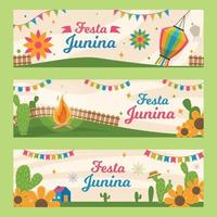 feliz festival de festa junina colección de pancartas vector