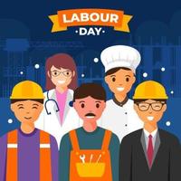 Labor Day with Workers in Their Fields vector