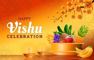 Vishu Day Celebration Realistic Gradient Background Design vector