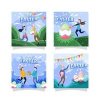 Easter Day Festivity Social Media Post Design Set vector