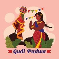 gudi padwa en estilo plano vector